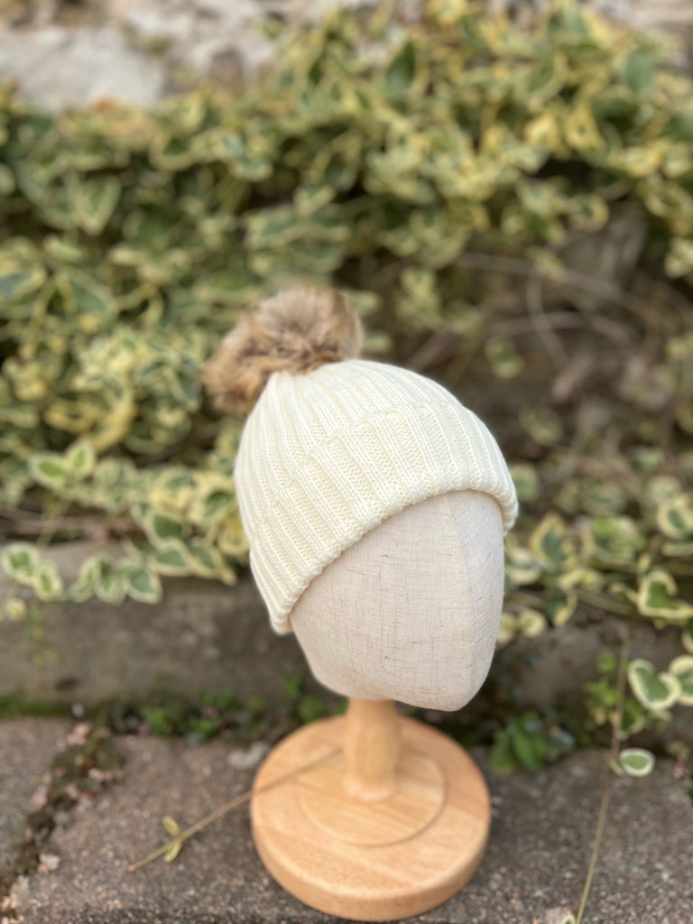 Ivory Knit Bobble Hat