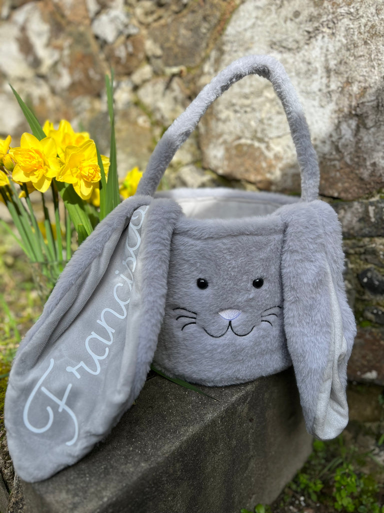 GREY BUNNY EASTER BASKET