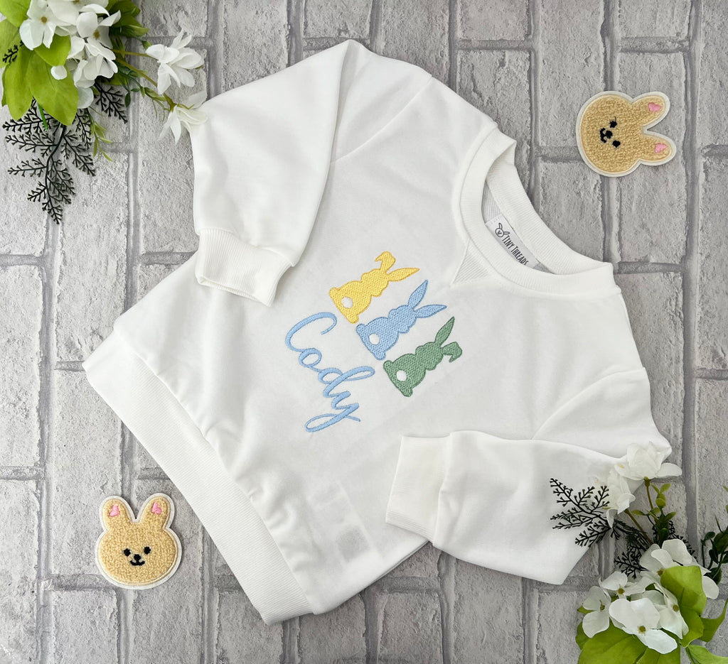 BUNNY TRIO SWEATSHIRT - BLUE