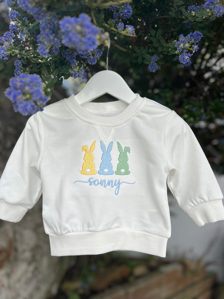 BUNNY TRIO SWEATSHIRT - BLUE