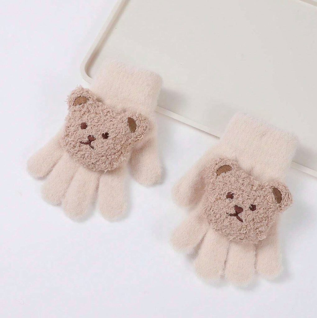 Teddy Bear Gloves - Beige