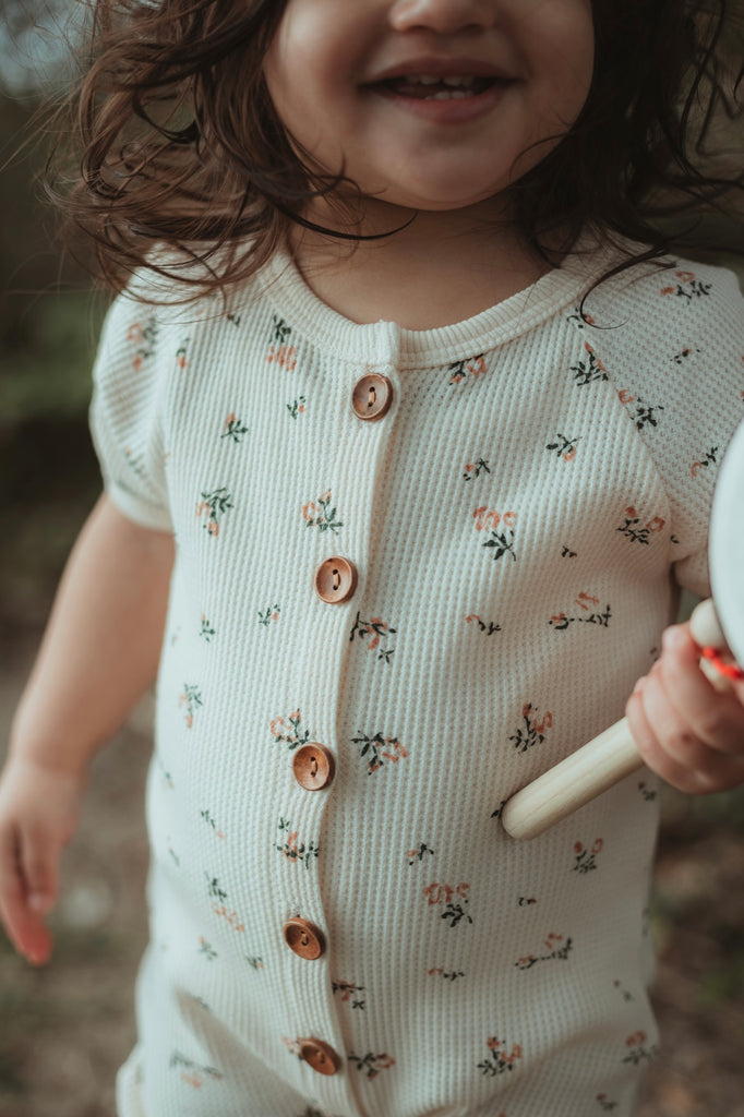 WAFFLE KNIT ROMPER - FLORAL