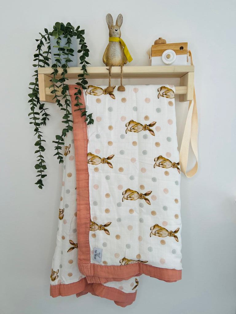 Rabbit Print Muslin Blanket