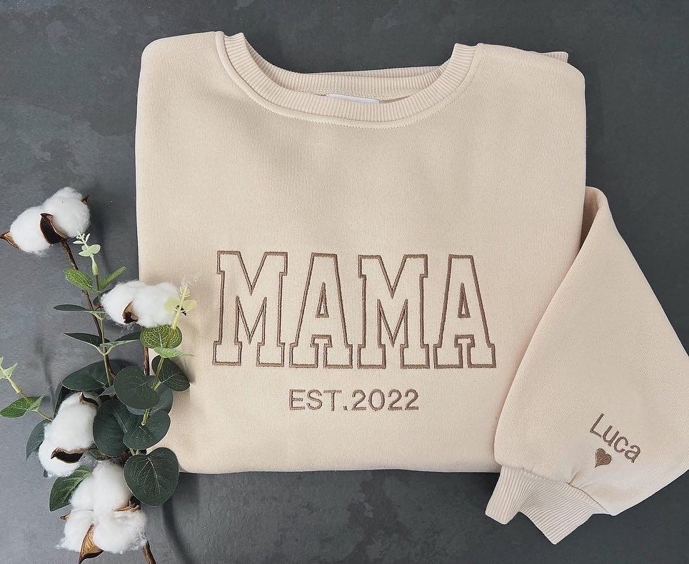 MAMA Sweatshirt - EST. date & name on sleeve