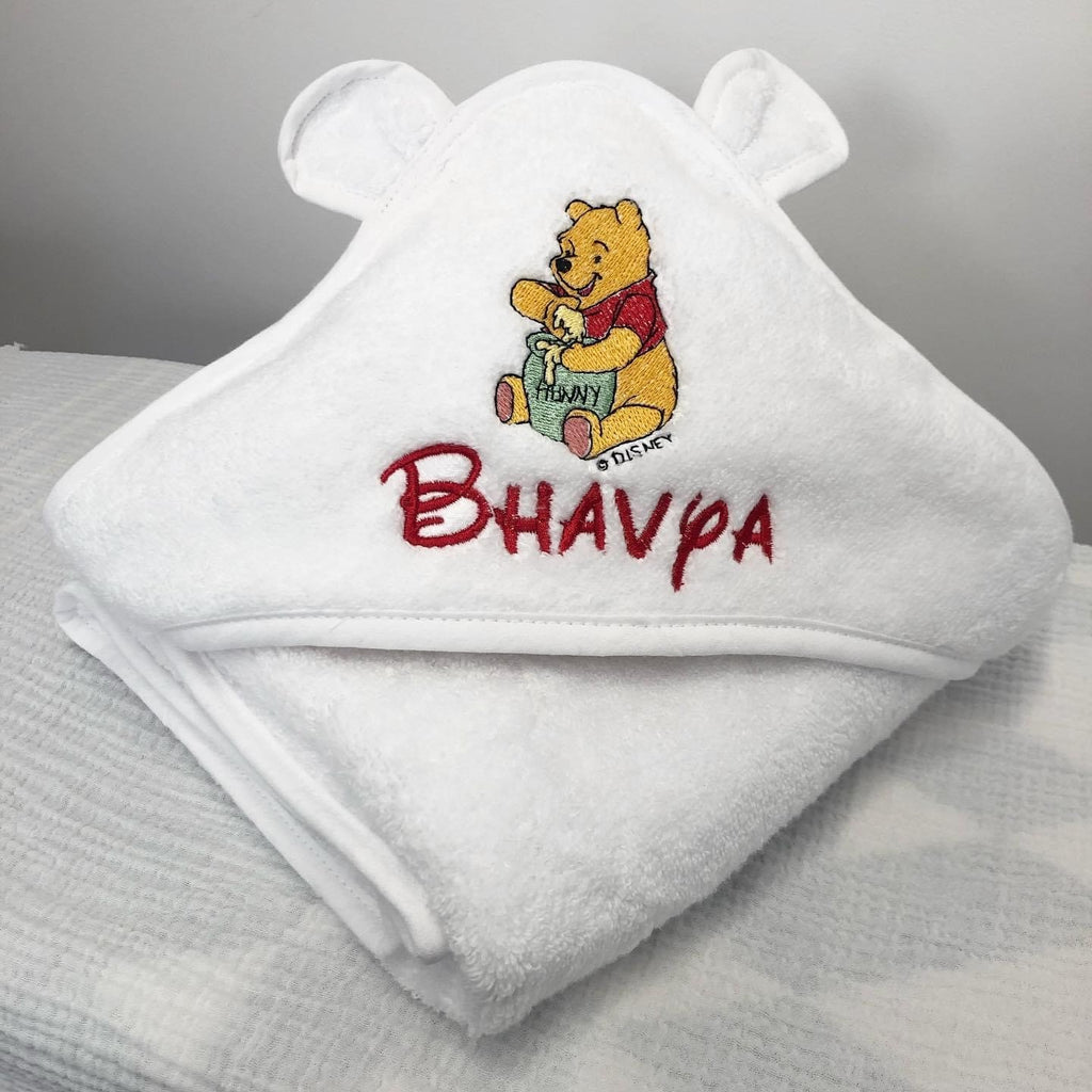 White Personalised Hooded Towel - Name & design