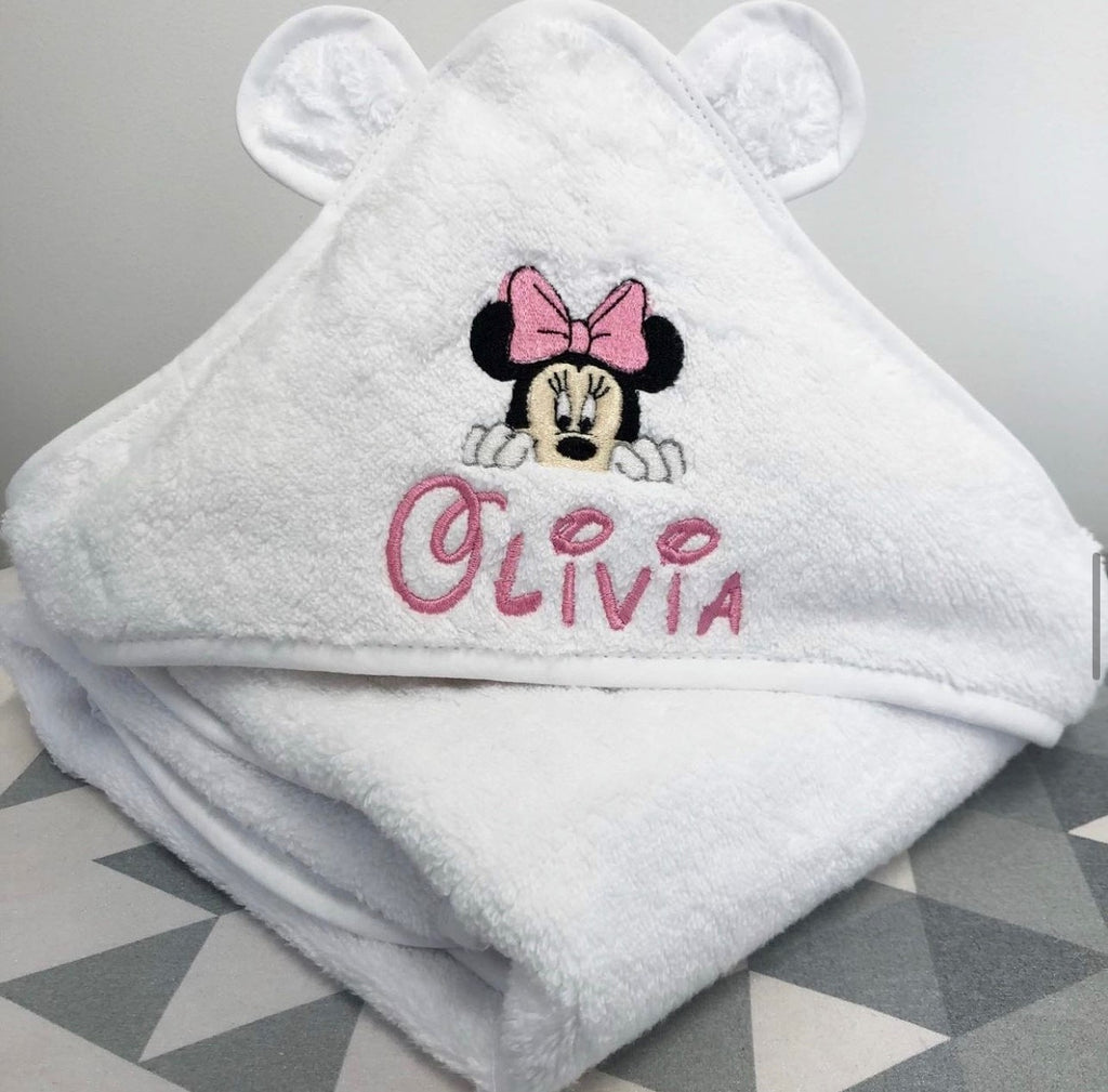 White Personalised Hooded Towel - Name & design