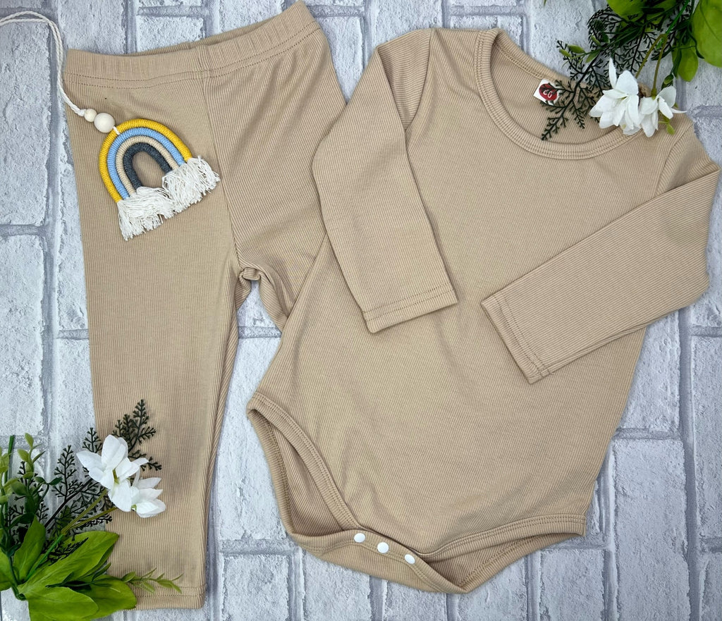 Ribbed two-piece set Beige